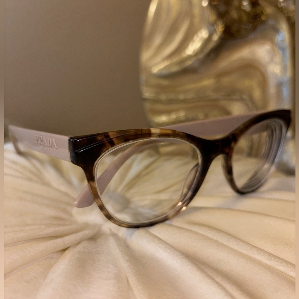 Authentic Prada PR-03WV Eyeglasses Women's Caramel Havana Full Rim Cat Eye 53mm